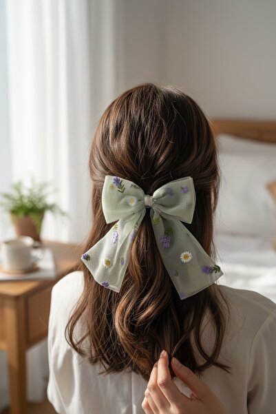 FAYRA ACCESSORIES Mašna s kopčom, tratinčica i lavanda, izvezena tkanina od t...