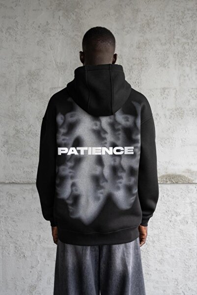 Machinist Men's Patience Printed Hooded Sweatshirt Black
