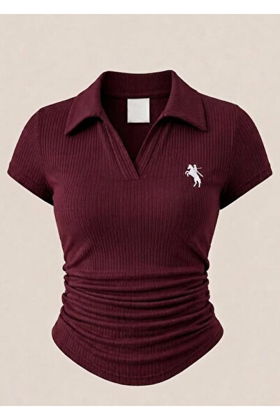 1blood Polo Collar Ribbed Lycra Bodysuit