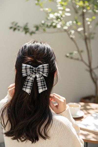 FAYRA ACCESSORIES Plaid Bow Buckle Scottish Fabric Automatic Buckle