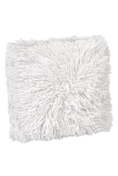 Zumzeria Pernă decorativă de iarnă din blană artificială albă pufoasă 25x25cm
