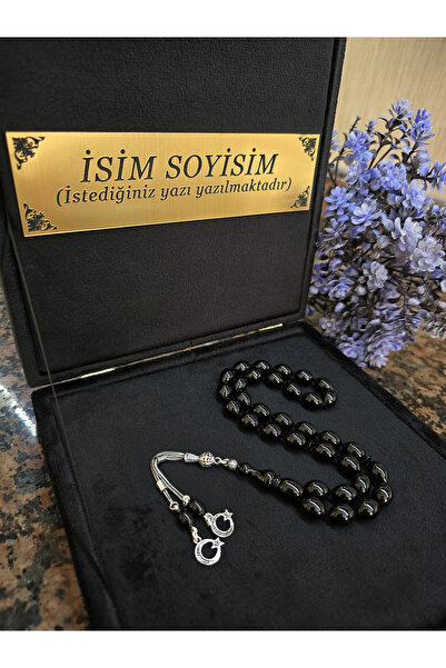 zikir tesbih premıum Ateş Kehribar Tesbih 925 ayar Gümüş Püskül , Kadife Kutu...