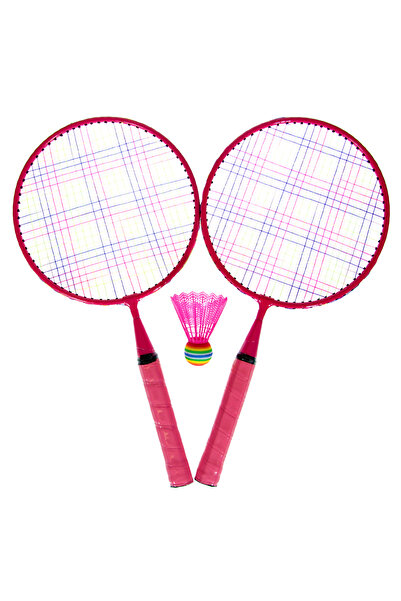 Zumzeria Set de rachete de badminton din plastic roz cu fluturi pentru copii ...