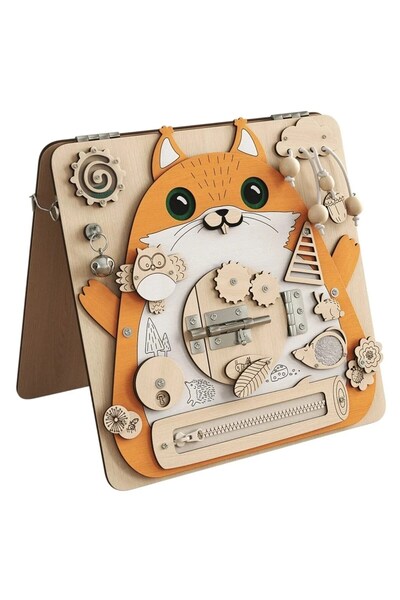 sallma Tabla Montessori din lemn cu activitati multiple si design veverita pe...