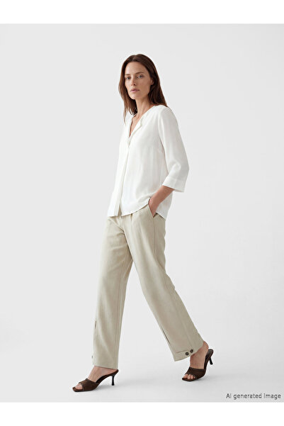 LC Waikiki Elastic Waist Linen-Look Women's Trousers