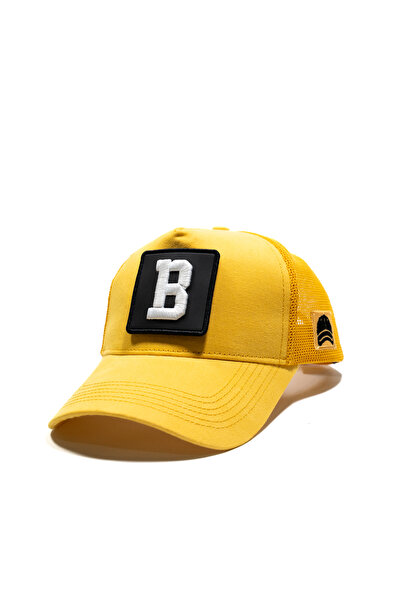 all hats قبعة صفراء شبكية مع تفاصيل تطريز الحروف |   قبعة رياضية مناسبة للاست...