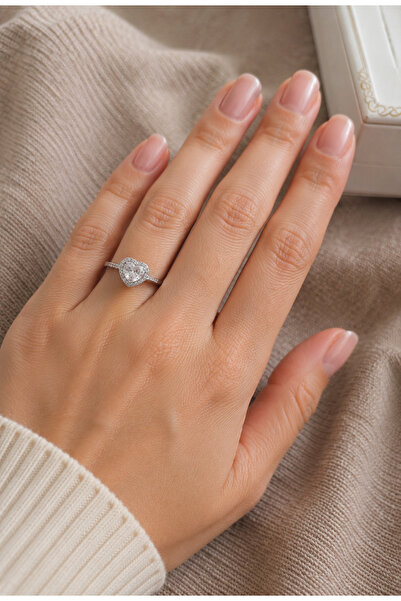 Belasso Steel Silver Color Zircon Stone Heart Model Single Stone Women's Adju...