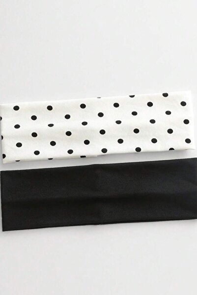 New Obsessions Jersey Black White and Black Polka Dot 2Pcs Hair Band