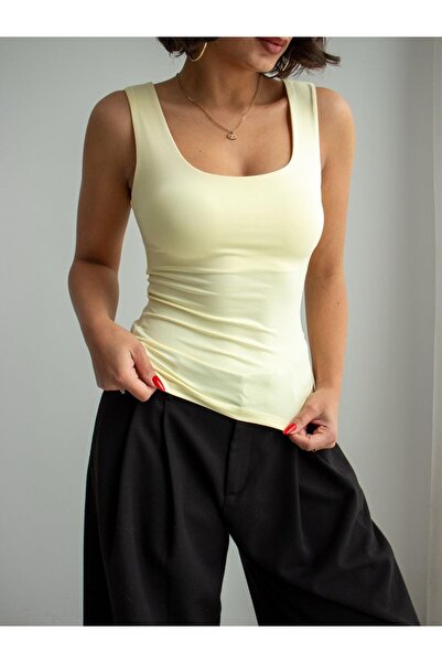 CrepTekstil Crep Women's U-Neck Micro Fabric Body-Hugging Athlete Bodysuit Ye...