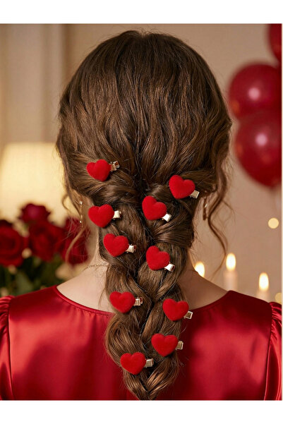 Take Two By Styli Pack of 10 - Red Heart Hair Clips