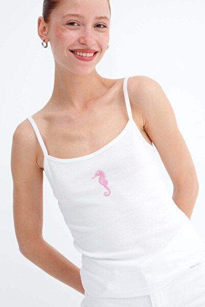 Addax Sea Horse Printed Tank Top A1808