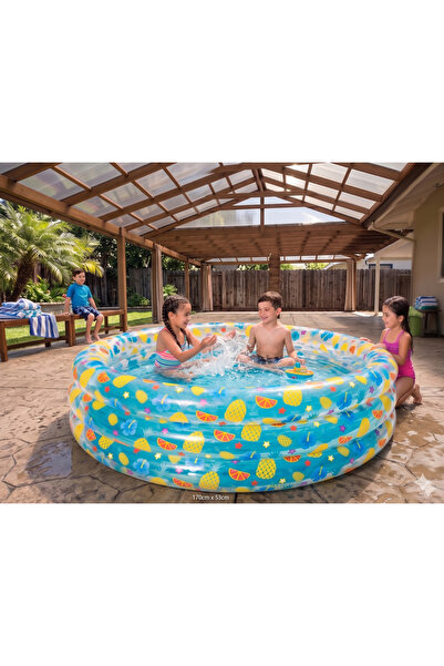 Genaric Inflatable Kids Swimming Pool 170x53 cm Round Garden Pool for 6+ Kids