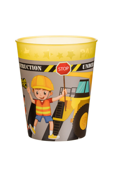 Zumzeria Pahar de petrecere din plastic galben cu vehicule de construcții "Pa...