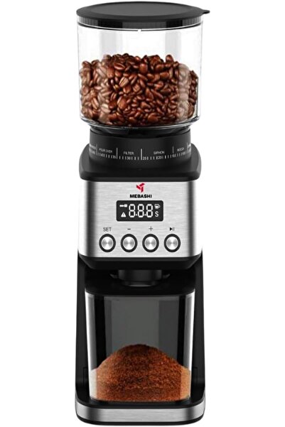 MEBASHI Coffee Grinder | Black Steel | 350g Capacity, Low Noise, Belt Driven ...