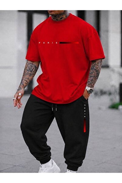 FAEL LİFE Unisex Wide-Let T-Shirt and Trackpants Paris Printed Set