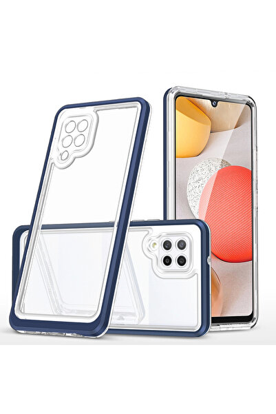 Hurtel Husă transparentă 3 în 1 pentru Samsung Galaxy A42 5G, ramă gel, albastru