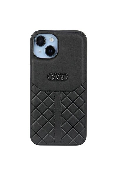 Audi PIELE NATURALĂ IPHONE 14/15/13 6.1 " NEGRU / NEGRU CARCASA RIGIDĂ AU-TPU...