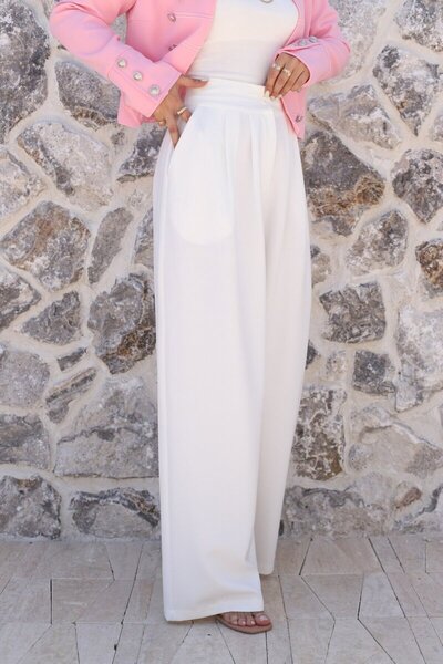 bytugcekaya White Double Crepe Trousers