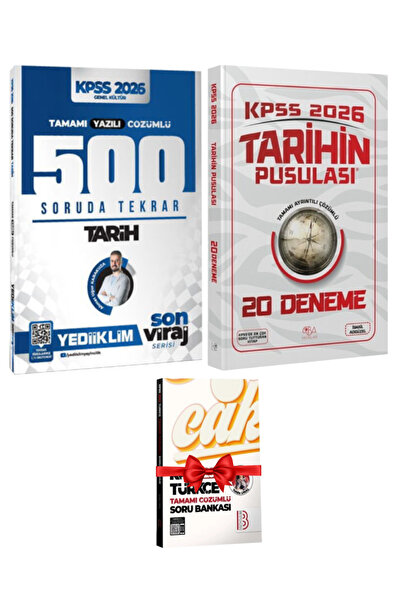Yediiklim Yayınları Ahmet Uğur Karakuza 2026 KPSS Tarih 500 Soruda Tekrar Kam...