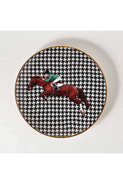 VİTELLİ Equestrian Green Jacket Patterned Porcelain Plate 20 cm