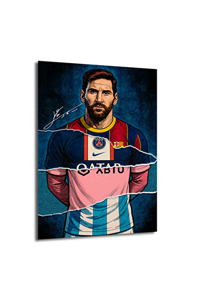 GLAZELLA Lionel Messi Efsanesi: Parçalı Formalar Sanat Cam Tablo
