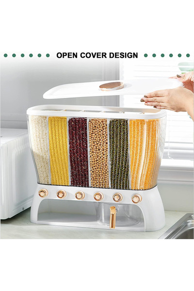 Generic Premium 6 in 1 Cereal Grain Dispenser - One-Touch Grain Storage with ...