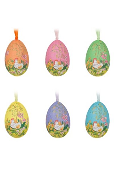 Zumzeria Ouă decorative de Paște cu model de găină 6,5 cm - 6 bucăți