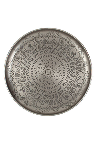 Zumzeria Platou decorativ din metal argintiu în stil marocan Ø30cm