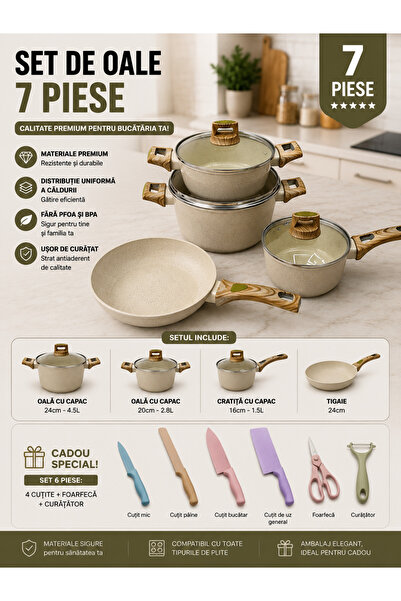 Wove HomeRoy – Set Oale 7 Piese Cadou Set Cuțite