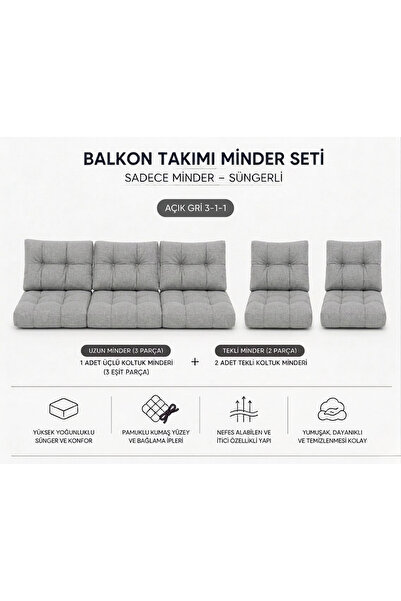 Modern Style Home 3-1-1 Fermuarlı Balkon Minderi-Leke Tutmaz - İçidolu Minder