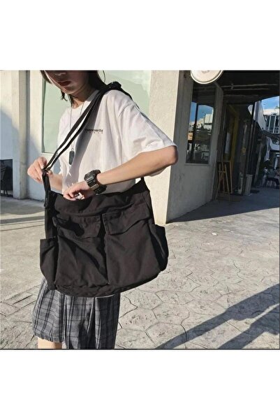 EDVESS Bellows Pocket Messenger Bag Black