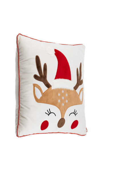 Zumzeria Pernă decorativă albă de Crăciun cu ren 35x35cm
