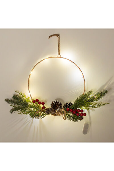 Zumzeria Coroniță decorativă de Crăciun cu inel metalic și lumini - Ø30cm