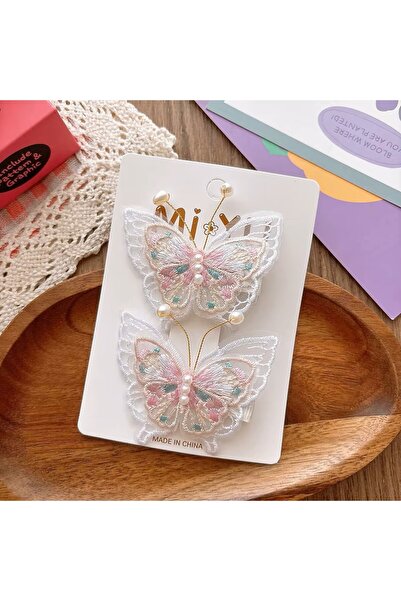 Rapunzel Accessories 2 li Kelebek Desenli Nakış İşlemeli Yumuşak Kıskaçlı Tok...