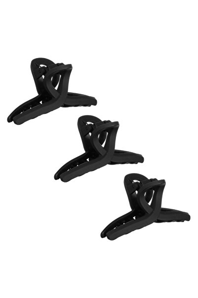 Zumzeria Set de agrafe de păr negre mate de 7cm - 3 bucăți