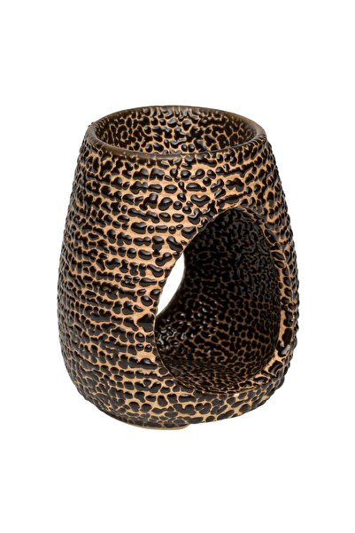 Zumzeria Arzător de ulei parfumat ceramic negru și auriu Ø6.5x8.5cm