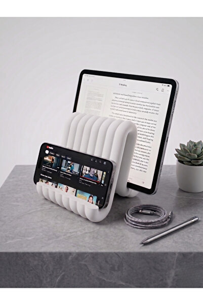craftopya Modern Dalgalı Tasarım Telefon ve Tablet Standı Masaüstü Ergonomik ...
