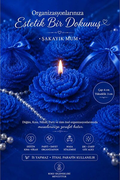 FANTASTİK SANAT ATÖLYESİ Lüks Şakayık Mum Nikah Nişan Kına Parti Masa Süsü | ...