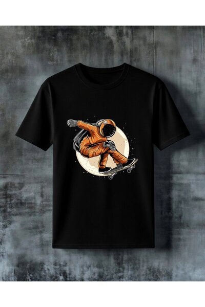 COMVİCHO Astronaut Skateboard Printed Oversize T-Shirt