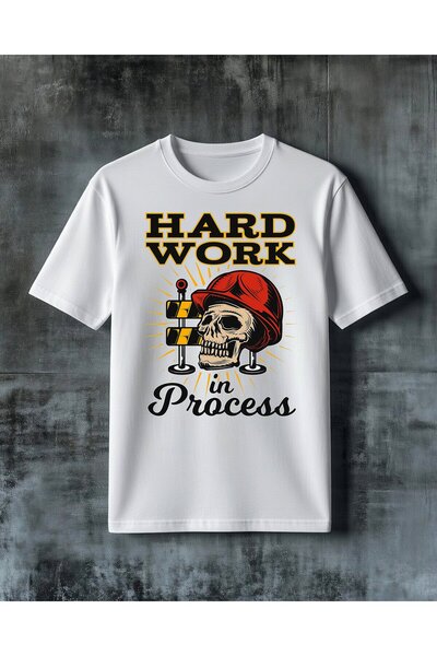 COMVİCHO Hard Work Isci Kask Printed Oversize T-Shirt