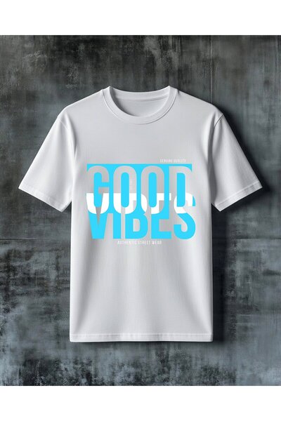 COMVİCHO تي شيرت كبير الحجم مطبوع باللون الأزرق من Good Vibes