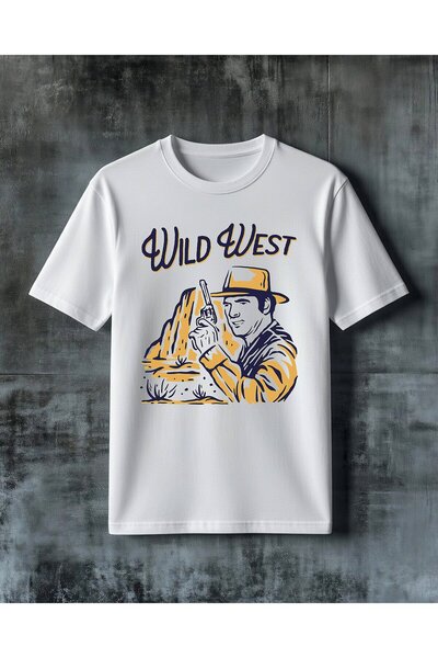 COMVİCHO Wild West Cowboy Printed Oversize T-Shirt