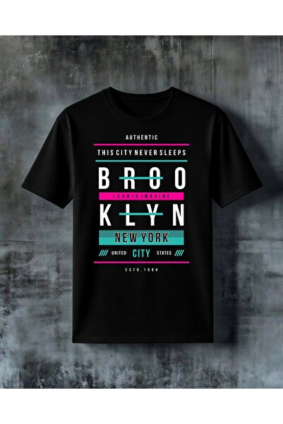 COMVİCHO New York City Abstract Design Printed Oversize T-Shirt