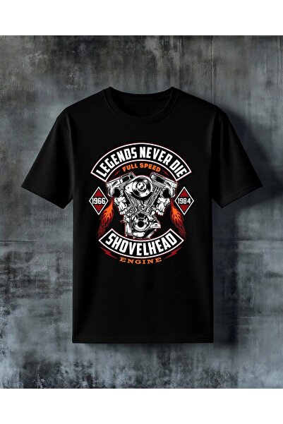 COMVİCHO Legends Never Die Shovelhead Printed Oversize T-Shirt