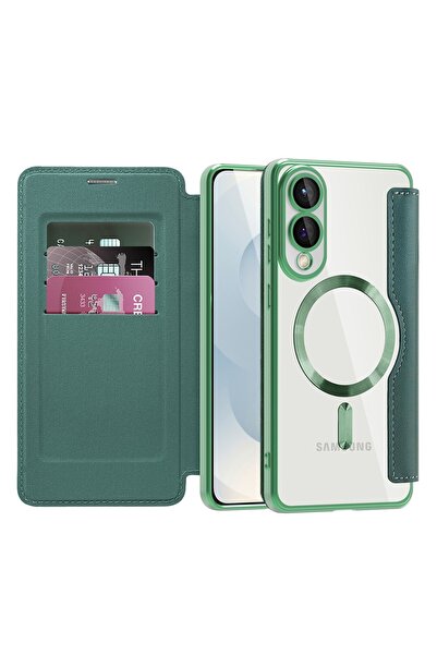 Techsuit Case for Samsung Galaxy S25 Edge - SmartMag Book Case - Green