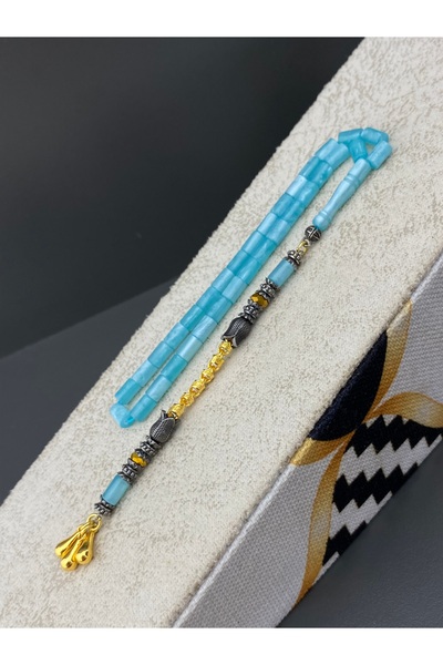 Tesbih Store Wrist length cut opal simile rosary rhodium special tassel desig...