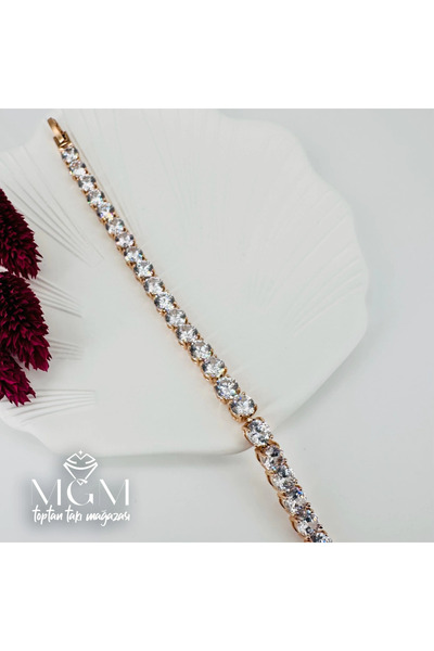 eco port Rose Zircon Stone Brass Bracelets 19 cm - Kbl0043