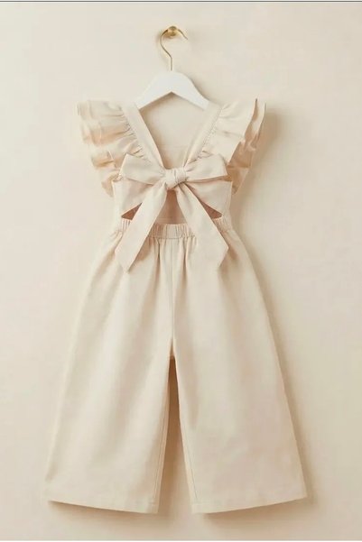 SweetMe Cherry Girls' Summer Jumpsuit with Back Detail