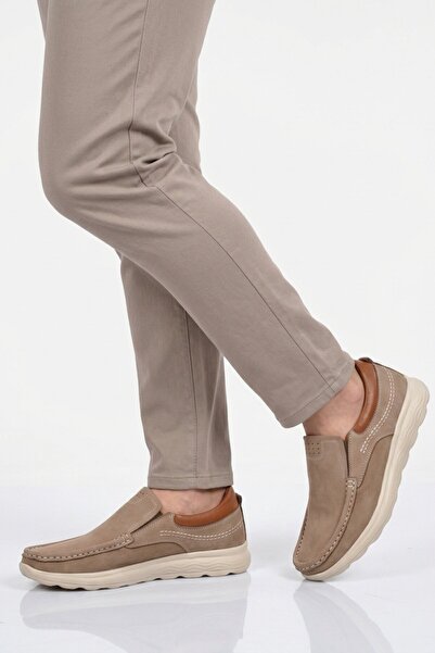 Aspor Sand Nubuck Genuine Leather Men's Casual Shoes