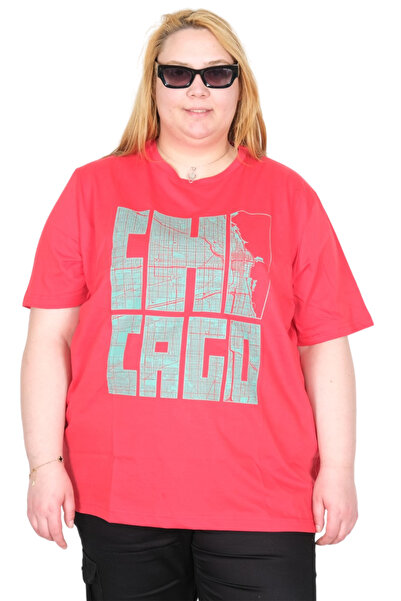 ModeXL Tricou pentru femei Mode XL True Plus Size, cu guler în V, Chicago U26...